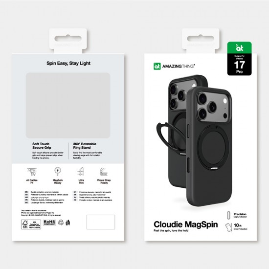 AmazingThing Cloudie iPhone 17 Pro Case with Stand - Black