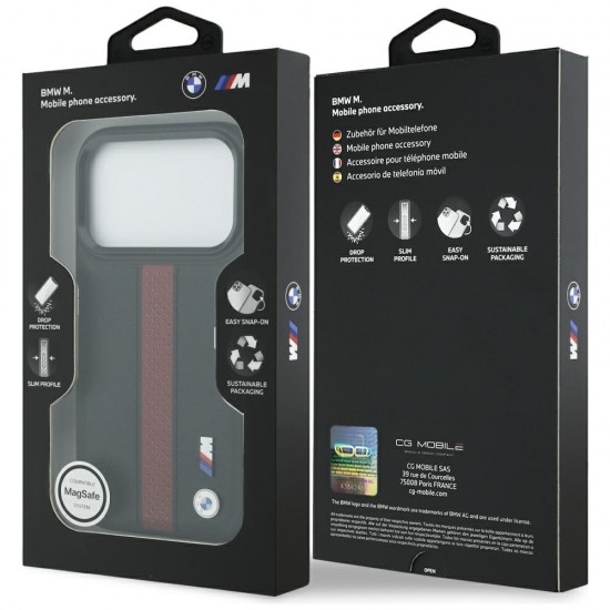 BMW M Perforated Stripe Logo MagSafe Case for iPhone 17 Pro - Red