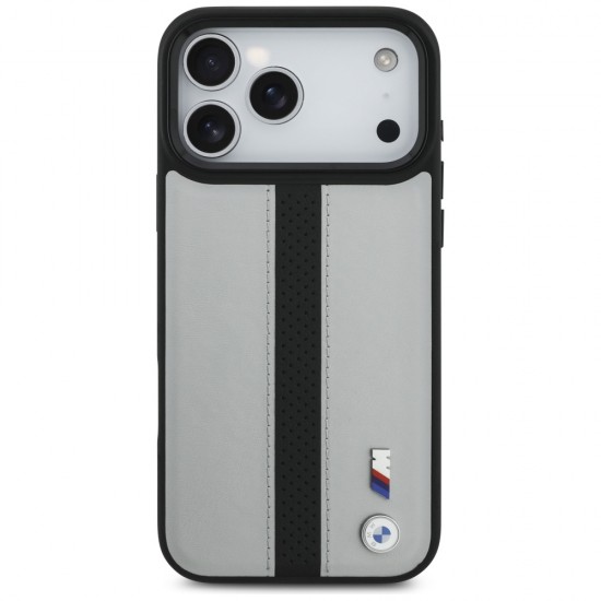 BMW M Perforated Stripe Logo MagSafe Case for iPhone 17 Pro Max - Gray