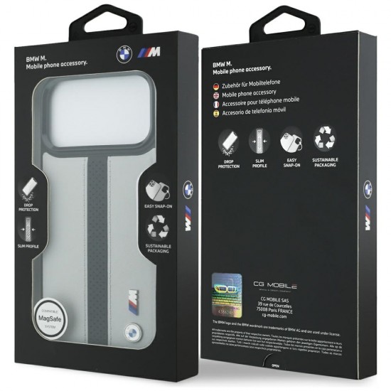 BMW M Perforated Stripe Logo MagSafe Case for iPhone 17 Pro Max - Gray