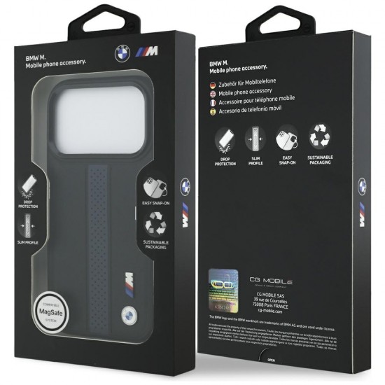 BMW M Perforated Stripe Logo MagSafe Case for iPhone 17 Pro - Blue