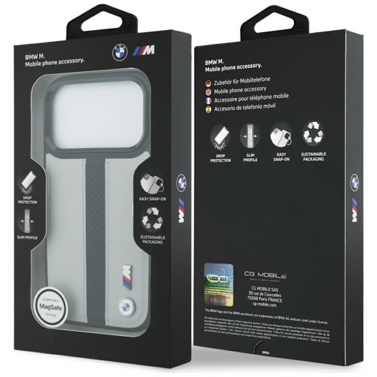 BMW M Perforated Stripe Logo MagSafe Case for iPhone 17 Pro - Gray