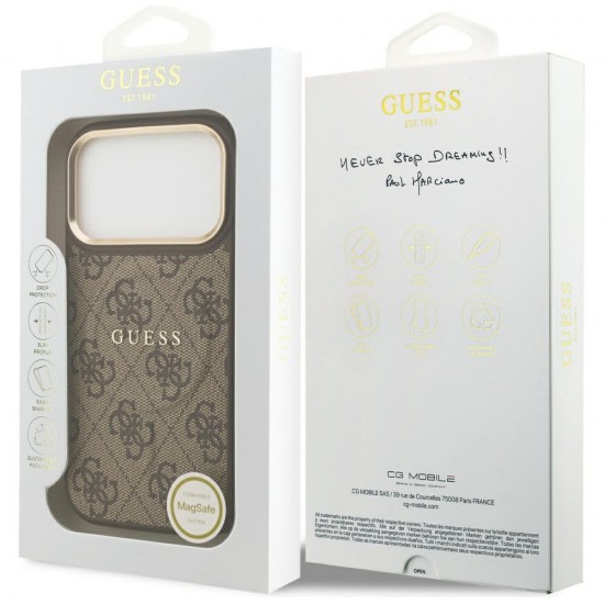 Guess 4G PU Classic Logo MagSafe Case for iPhone 17 Pro - Brown