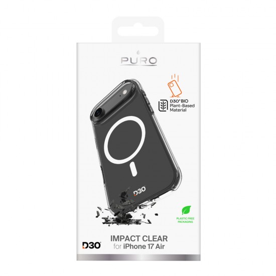Puro Impact Clear D3O TPU+PC MagSafe Compatible Case for iPhone 17 Air - Transparent