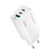 Wozinsky GaN 65W Charger with USB-A 2xUSB-C Ports with 65W USB-C Cable - White