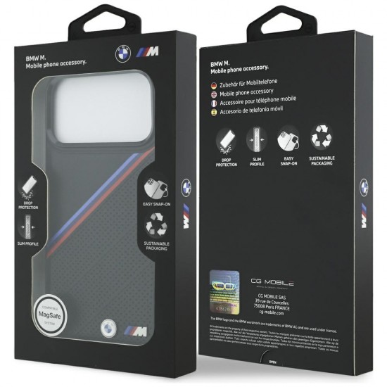 BMW M Tricolor Metal Logo MagSafe Case for iPhone 17 Pro Max - Black
