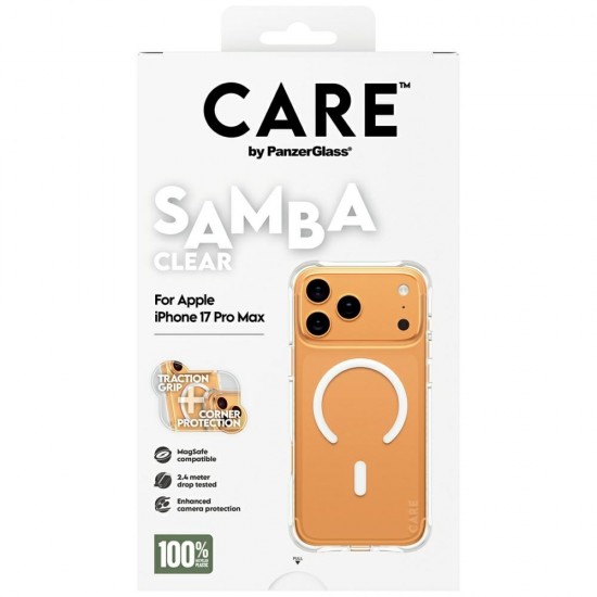 CARE by PanzerGlass Fashionable Samba Case w. White MagSafe for iPhone 17 Pro Max - Transparent