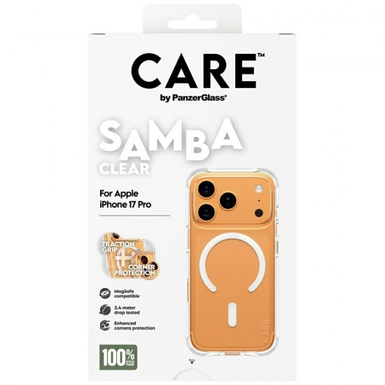 CARE by PanzerGlass Fashionable Samba Case w. White MagSafe for iPhone 17 Pro - Transparent