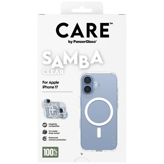 CARE by PanzerGlass Fashionable Samba Case w. White MagSafe for iPhone 17 - Transparent