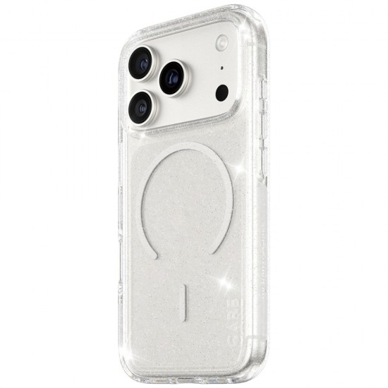 CARE by PanzerGlass Flagship Urban Explorer Case w. White MagSafe for iPhone 17 Pro - Clear Glitter