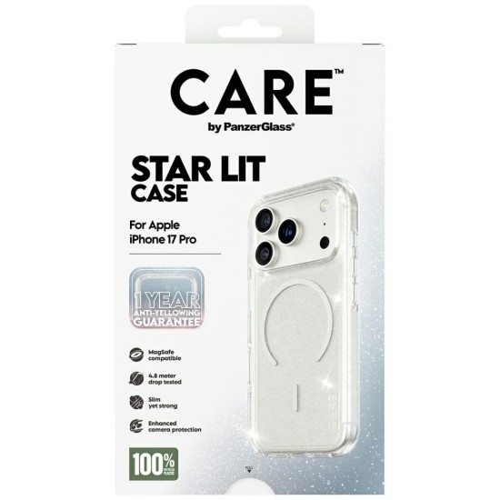 CARE by PanzerGlass Flagship Urban Explorer Case w. White MagSafe for iPhone 17 Pro - Clear Glitter