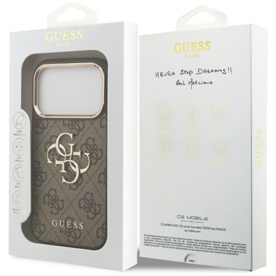 Guess 4G Big 4G Classic Logo Case for iPhone 17 Pro Max - Brown and Gold