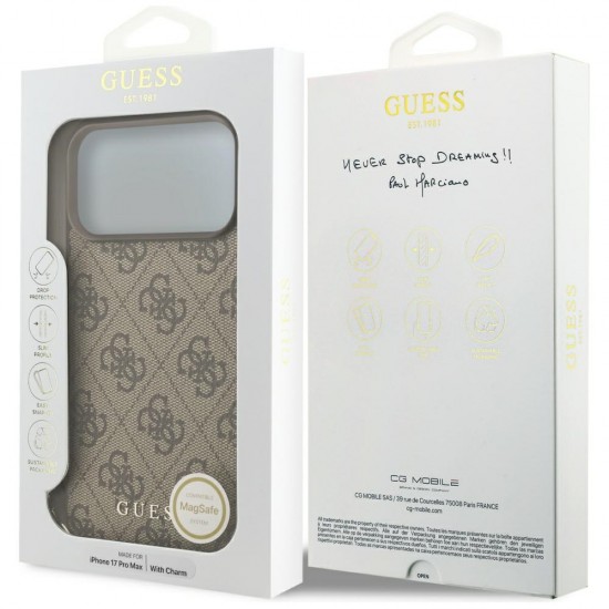 Guess 4G Charms Collection MagSafe case for iPhone 17 Pro Max - brown