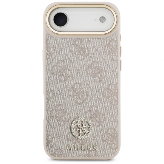 Guess 4G Strass Logo & Big Strap Metal Buttons MagSafe Case for iPhone Air - Pink