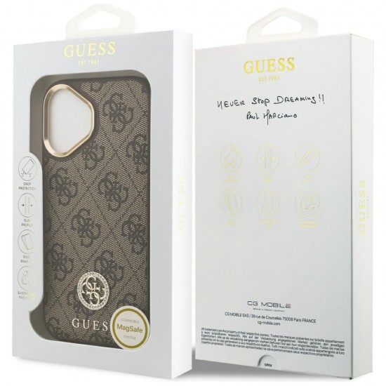 Guess 4G Strass Logo MagSafe case for iPhone 17 - brown