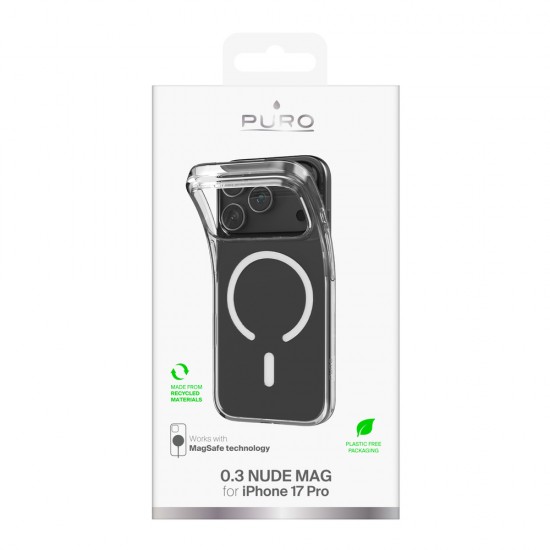 Puro 0.3 MAG Ultra-Slim TPU Case Compatible with MagSafe for iPhone 17 Pro Max - Transparent