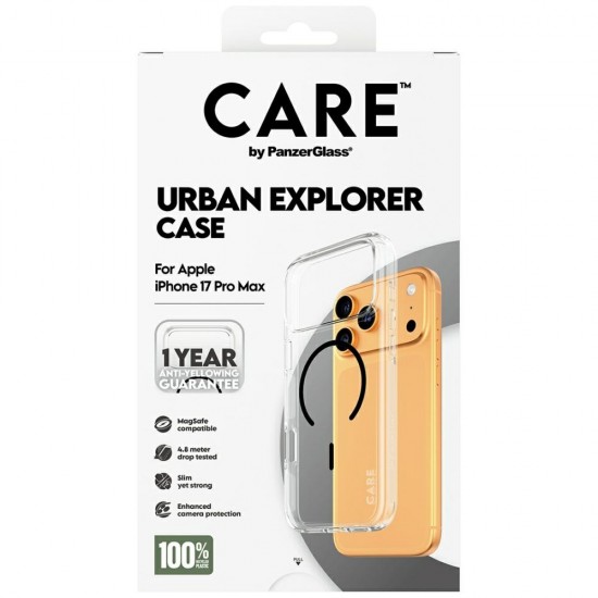CARE by PanzerGlass Flagship Urban Explorer Case w. Black MagSafe for iPhone 17 Pro Max - Transparent