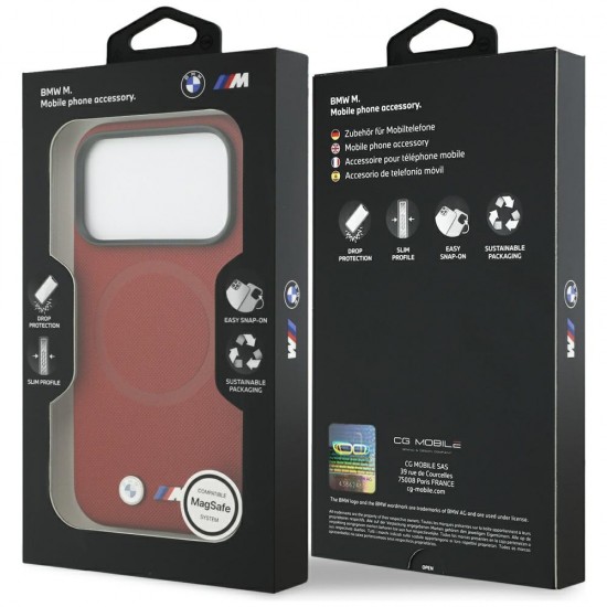 BMW M FW Metal Logo MagSafe Case for iPhone 17 Pro - Red