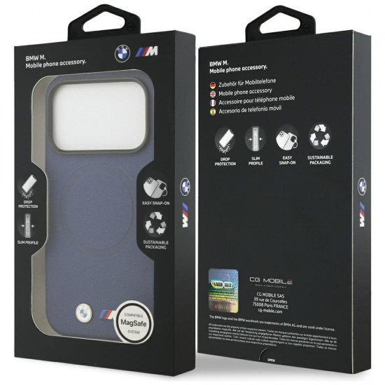 BMW M FW Metal Logo MagSafe Case for iPhone 17 Pro Max - Navy Blue