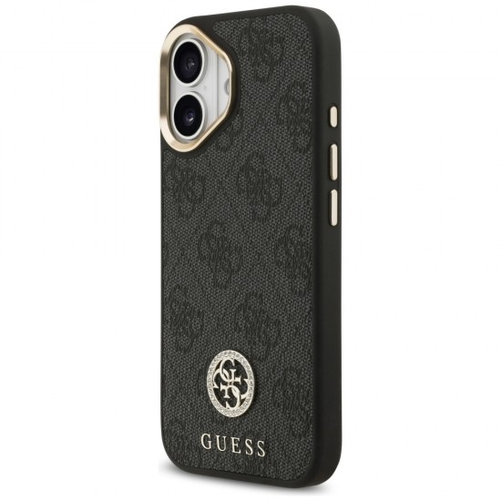 Guess 4G Strass Logo & Big Strap Metal Buttons MagSafe Case for iPhone 17 - Black