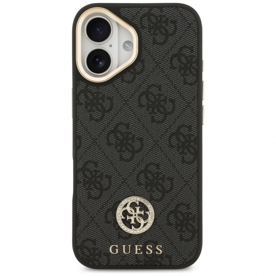 Guess 4G Strass Logo & Big Strap Metal Buttons MagSafe Case for iPhone 17 - Black