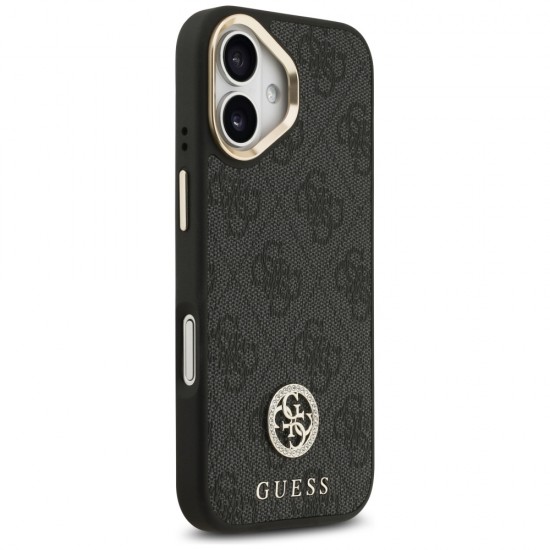 Guess 4G Strass Logo & Big Strap Metal Buttons MagSafe Case for iPhone 17 - Black