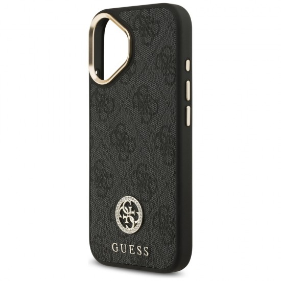 Guess 4G Strass Logo & Big Strap Metal Buttons MagSafe Case for iPhone 17 - Black
