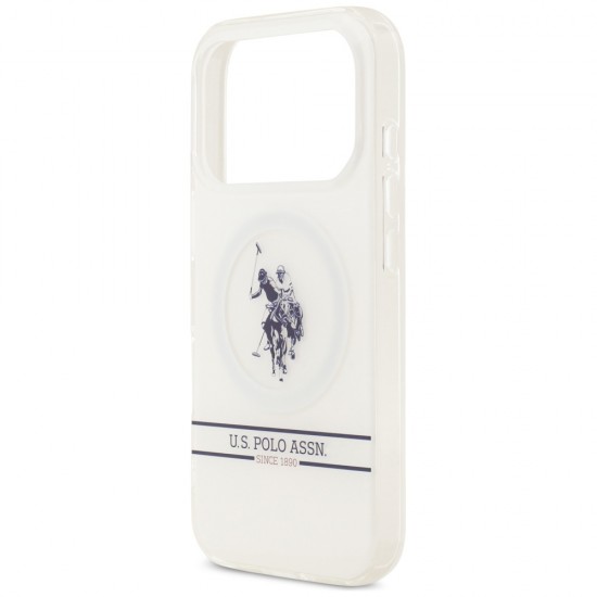 US Polo DH and Bottom Stripe Logo MagSafe Case for iPhone 17 Pro - White