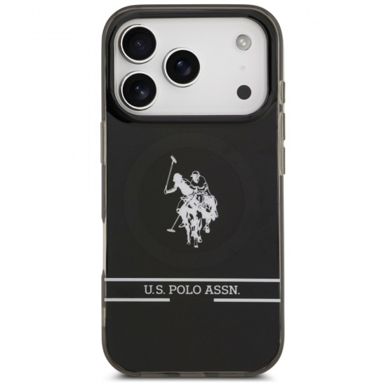 US Polo DH and Bottom Stripe Logo MagSafe Case for iPhone 17 Pro - Black