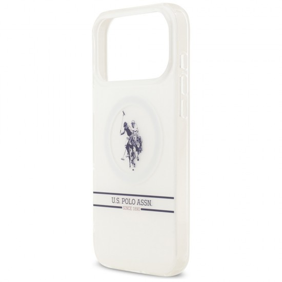 US Polo DH and Bottom Stripe Logo MagSafe Case for iPhone 17 Pro Max - White