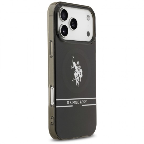 US Polo DH and Bottom Stripe Logo MagSafe Case for iPhone 17 Pro Max - Black