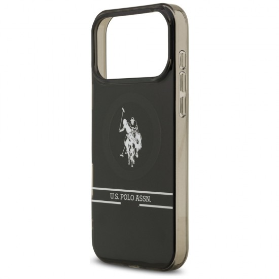 US Polo DH and Bottom Stripe Logo MagSafe Case for iPhone 17 Pro Max - Black