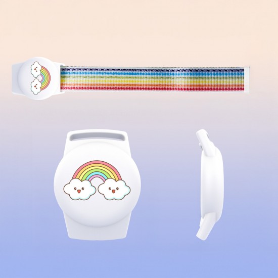 AirTag Case with Strap for Kids Nylon Wristband - with Rainbow Colored Strap