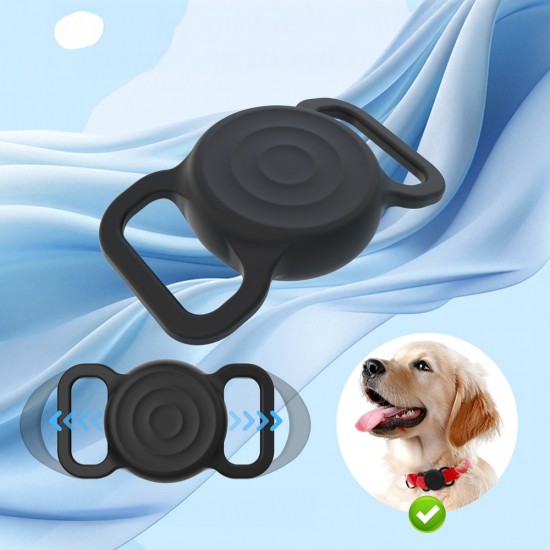AirTag silicone waterproof case for dog or cat collar - black