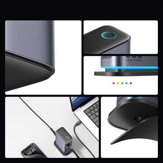 Joyroom JR-TCM02 GaN 65W charger charging station 4xUSB-C 2xUSB-A UK plug - gray