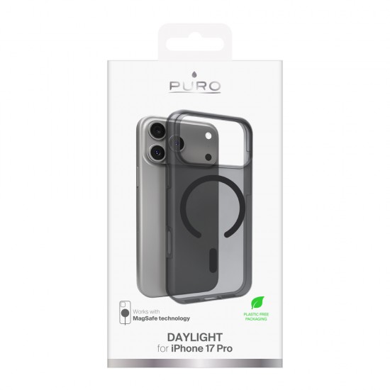Puro Daylight Magsafe Compatible Silicone Case for iPhone 17 Pro - Translucent Black