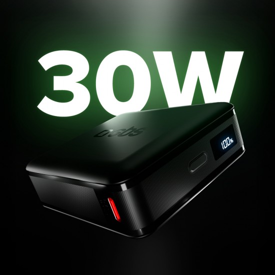 SBS HD 30W 10000mAh USB-C Powerbank with LCD Display - Black