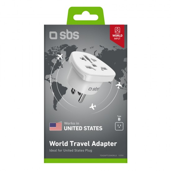 SBS US Travel Adapter - Universal - White