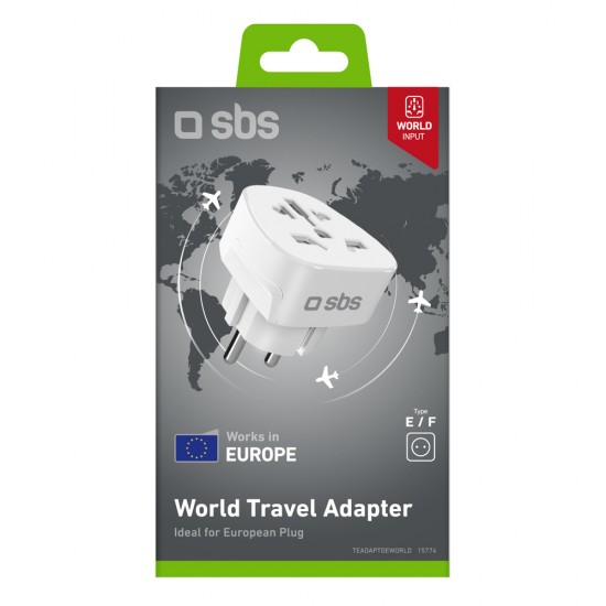SBS Shucko/EU Travel Adapter - Universal - White