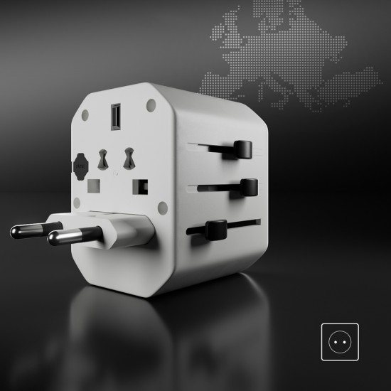 SBS TEADAPTUSBTCUNI USB-C USB-A Universal Travel Adapter - White