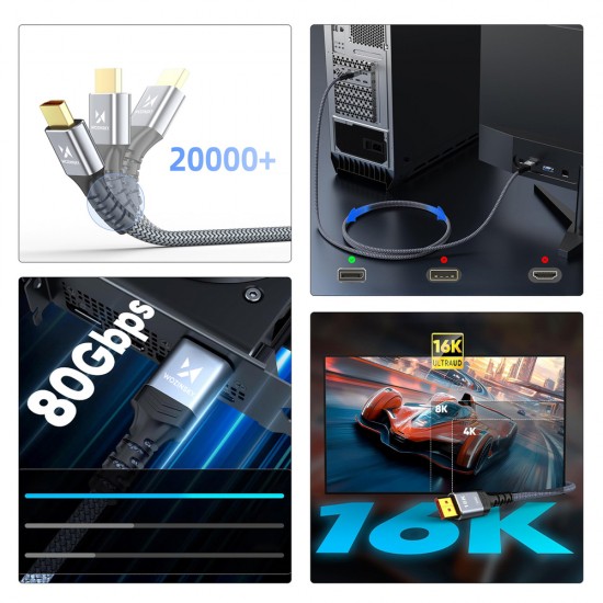 Wozinsky WPS-16AYL3S DisplayPort 2.1 Cable VESA Certified 80 Gb/s 16K@60Hz 8K@120Hz 4K@240Hz HDR HDCP DSC 3m - Black Wozinsky WPS-16AYL3S DisplayPort 2.1 Cable VESA Certified 80 Gb/s 16K@60Hz 8K@120Hz 4K@240Hz HDR HDCP DSC 3m - Black