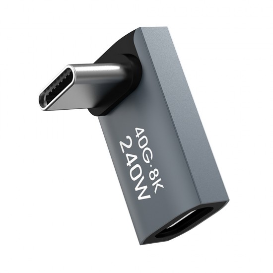 Wozinsky WPKF-01 USB-C - USB-C 40Gb/s 240W 8K OTG Angled Adapter - Gray