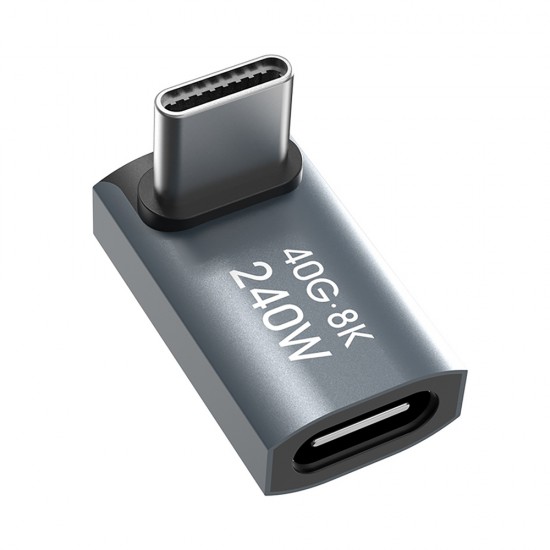 Wozinsky WPKF-01 USB-C - USB-C 40Gb/s 240W 8K OTG Angled Adapter - Gray