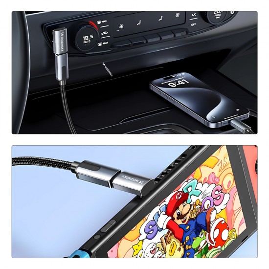 Wozinsky WPKF-01 USB-C - USB-C 40Gb/s 240W 8K OTG Angled Adapter - Gray