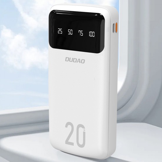 Dudao large capacity powerbank with 4 built-in cables 20000mAh USB Type C + micro USB + Lightning + USB-A (input) - white (Dudao K6Pro+)