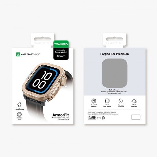 AmazingThing Titan Pro Metal Case for Apple Watch 11 46mm Aluminum - Gold