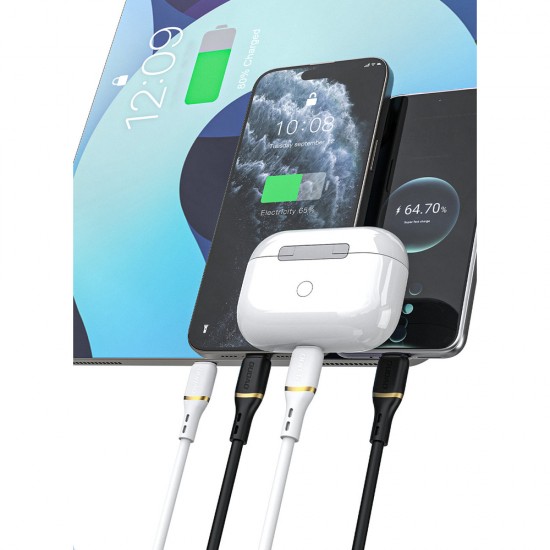 Dudao L25C USB-C - USB-C Silicone Cable 60W 1m - White