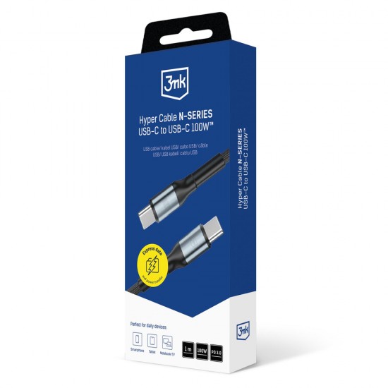 3mk Hyper Cable 3mk Hyper Cable N-SERIES USB-C / USB-C 1m 20V/5A 100W / black