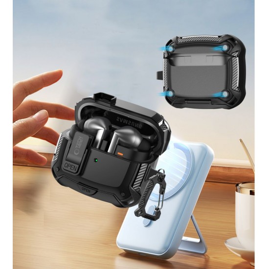 Tech-Protect Silicone Hook Case for Samsung Galaxy Buds 3 / 3 FE / 3 Pro - Black