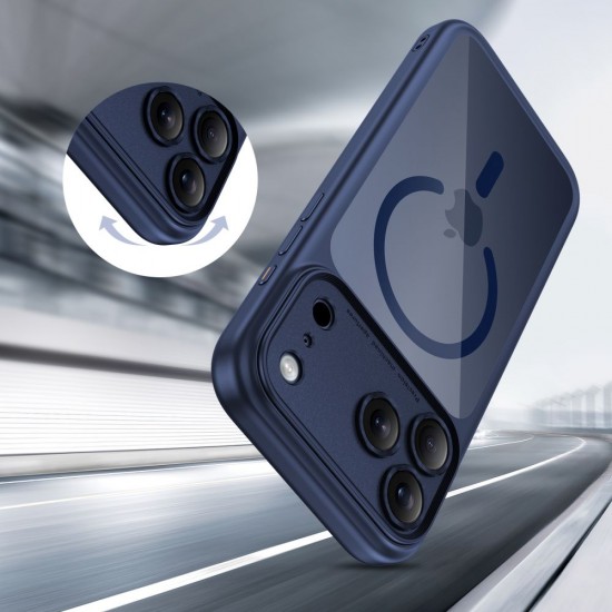 Tech-Protect Magpeak Magsafe CC Case for iPhone 17 Pro - Clear Navy Blue